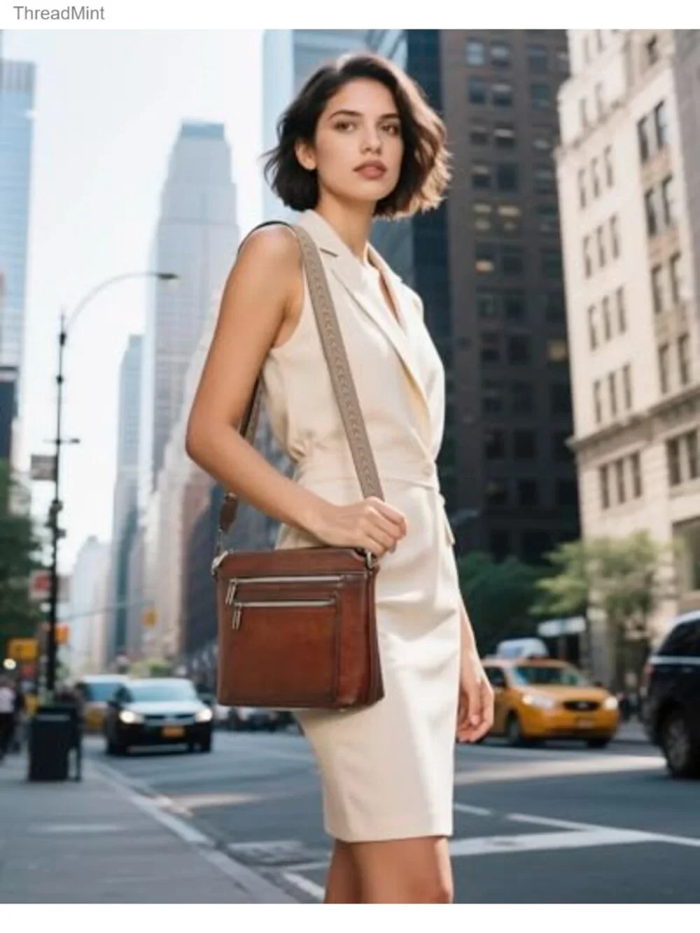 Genuine Leather Crossbody Bag Women Satchel Purse Multiple Pockets Shoulder Bag
